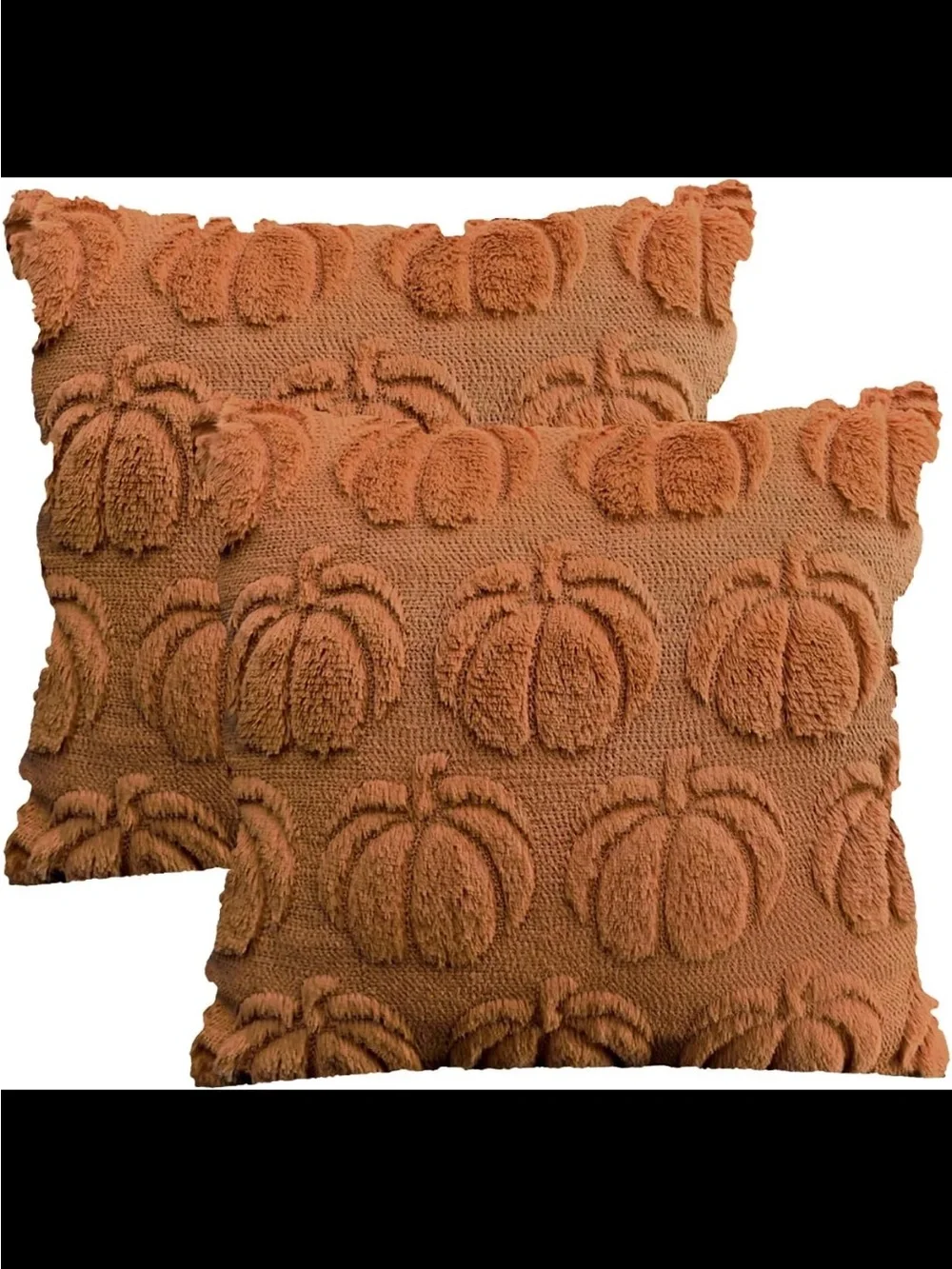 Fall Rust Pumpkin Textured Pillow Covers 18x18 Set of 2